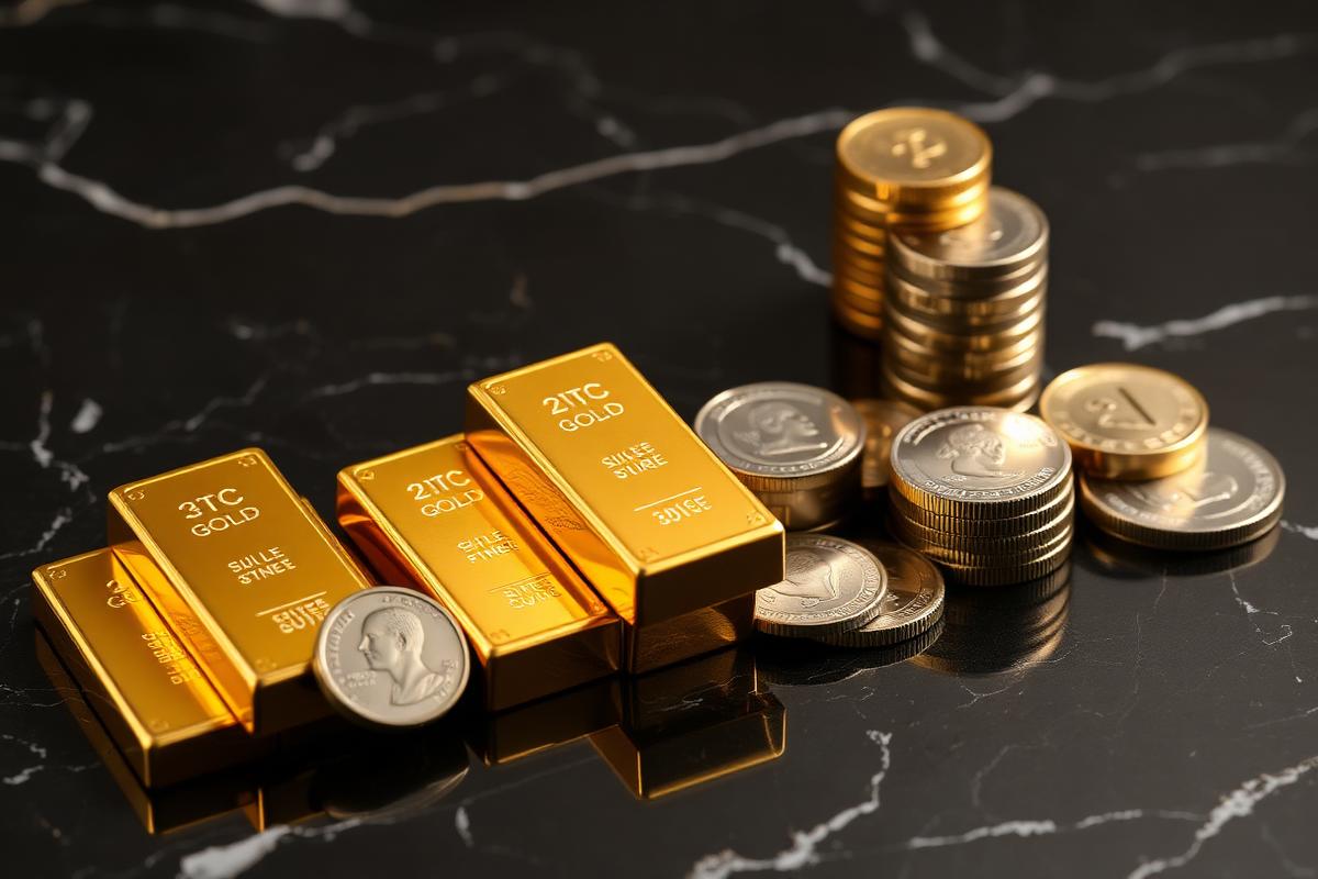 Gold bullion and silver coins